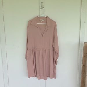 H&M collared button down pink babydoll dress